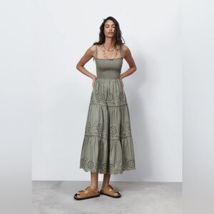 Long Maxi dress, size Small, Kaki/olive green from Zara.